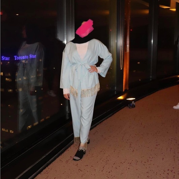 Blue set with blazer and pants - Picture 7 of 8